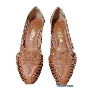 Truffles Women's Brown Leather Huarache Woven Sandals Size 8N Made in Brazil